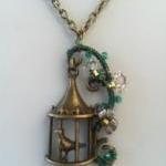 Song Bird - Antique Bronze Bird Cage Necklace